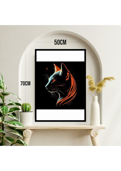 Kedi Hayvan Büyük Boy Renkli Solmaz Kaliteli Baskı Çerçeve Görünümlü Mdf Tablo 70X50CM 178 modelleri