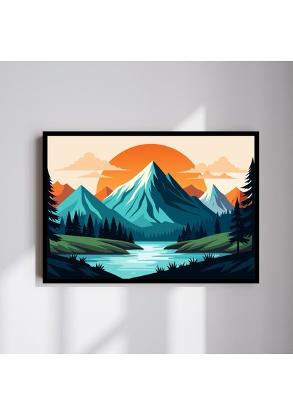 Doğa Manzara Büyük Boy Renkli Solmaz Kaliteli Baskı Çerçeve Görünümlü Mdf Tablo 70X50CM 108