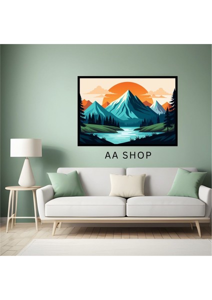 Doğa Manzara Büyük Boy Renkli Solmaz Kaliteli Baskı Çerçeve Görünümlü Mdf Tablo 70X50CM 108 fiyatları