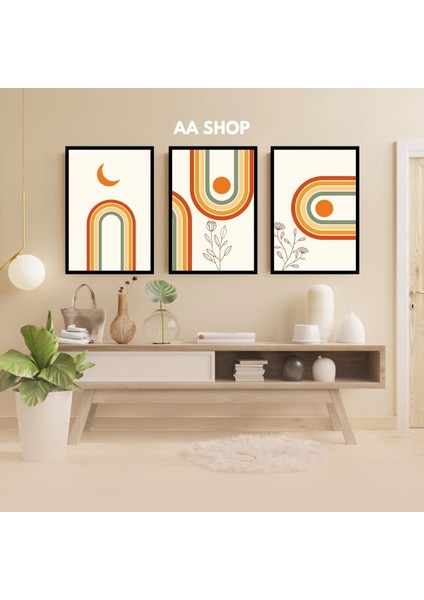 3 Parça Renkli Solmaz Kaliteli Baskı Çerçeve Görünümlü Mdf Tablo Set 39