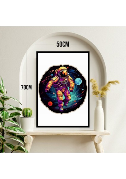 Uzay Astronot Büyük Boy Renkli Solmaz Kaliteli Baskı Çerçeve Görünümlü Mdf Tablo 70X50CM 139 modelleri