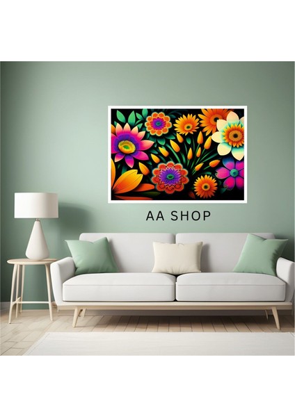 Çiçek Büyük Boy Renkli Solmaz Kaliteli Baskı Çerçeve Görünümlü Mdf Tablo 70X50CM 126 fiyatları