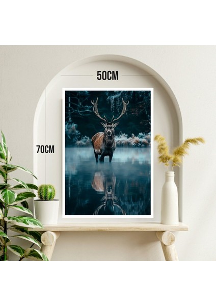 Geyik Doğa Büyük Boy Renkli Solmaz Kaliteli Baskı Çerçeve Görünümlü Mdf Tablo 70X50CM 47 modelleri