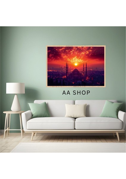 Camii Manzara Büyük Boy Renkli Solmaz Kaliteli Baskı Çerçeve Görünümlü Mdf Tablo 70X50CM 136 fiyatları