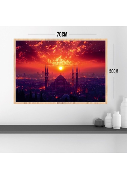 Camii Manzara Büyük Boy Renkli Solmaz Kaliteli Baskı Çerçeve Görünümlü Mdf Tablo 70X50CM 136 modelleri