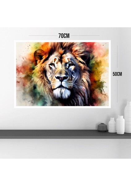 Aslan Hayvan Büyük Boy Renkli Solmaz Kaliteli Baskı Çerçeve Görünümlü Mdf Tablo 70X50CM 175 modelleri