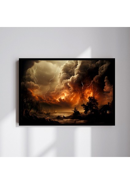 Doğa Manzara Büyük Boy Renkli Solmaz Kaliteli Baskı Çerçeve Görünümlü Mdf Tablo 70X50CM 93