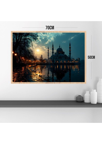 Camii Manzara Büyük Boy Renkli Solmaz Kaliteli Baskı Çerçeve Görünümlü Mdf Tablo 70X50CM 133 modelleri