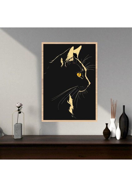 Kedi Hayvan Büyük Boy Renkli Solmaz Kaliteli Baskı Çerçeve Görünümlü Mdf Tablo 70X50CM 226