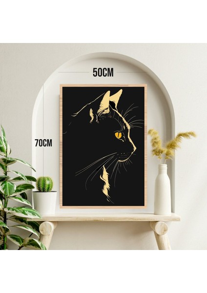 Kedi Hayvan Büyük Boy Renkli Solmaz Kaliteli Baskı Çerçeve Görünümlü Mdf Tablo 70X50CM 226 modelleri