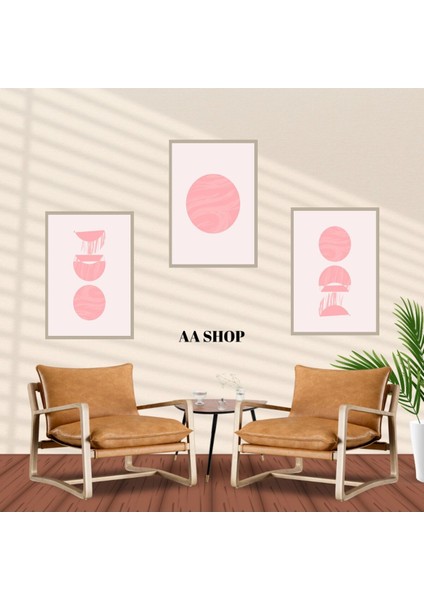 3 Parça Pembe Renkli Solmaz Kaliteli Baskı Çerçeve Görünümlü Mdf Tablo Set 13 fiyatları