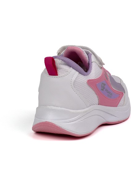 Kız Çocuk Beyaz Pembe Cırtlı Bağcıklı Sneaker Günlük Rahat Spor Ayakkabı indirimleri