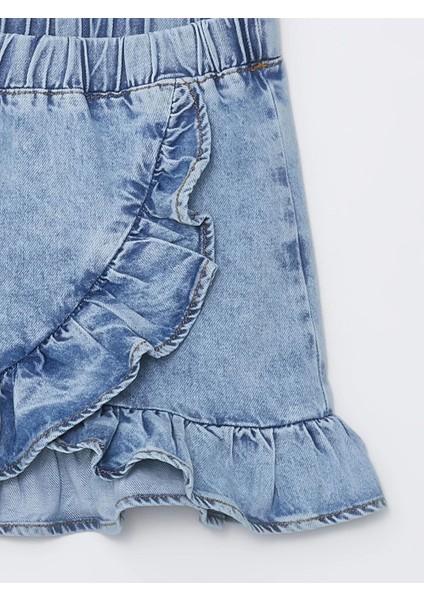 Lcw Kids Mavi Beli Lastikli Fırfırlı Kız Çocuk Jean Etek fiyatları