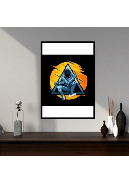Astronot Uzay Büyük Boy Renkli Solmaz Kaliteli Baskı Çerçeve Görünümlü Mdf Tablo 70X50CM 190