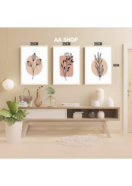 3 Parça Çiçek Yaprak Renkli Solmaz Kaliteli Baskı Çerçeve Görünümlü Mdf Tablo Set 6 modelleri