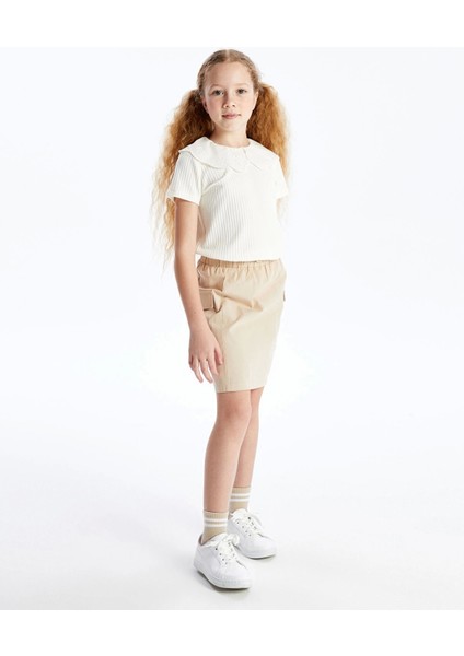 Lcw Kids Bej Beli Lastikli Kız Çocuk Kargo Etek fiyatları