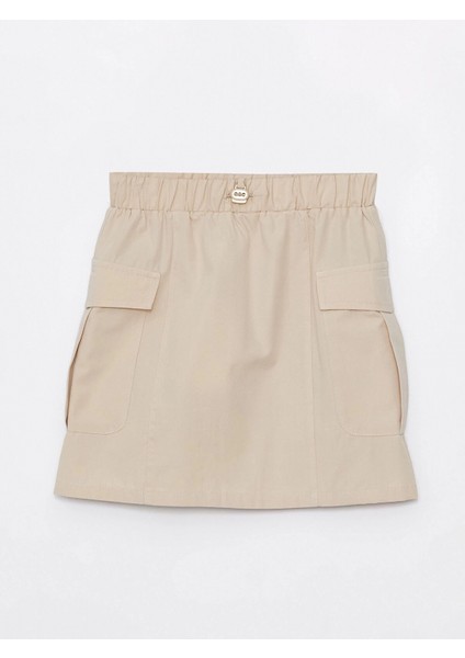 Lcw Kids Bej Beli Lastikli Kız Çocuk Kargo Etek modelleri