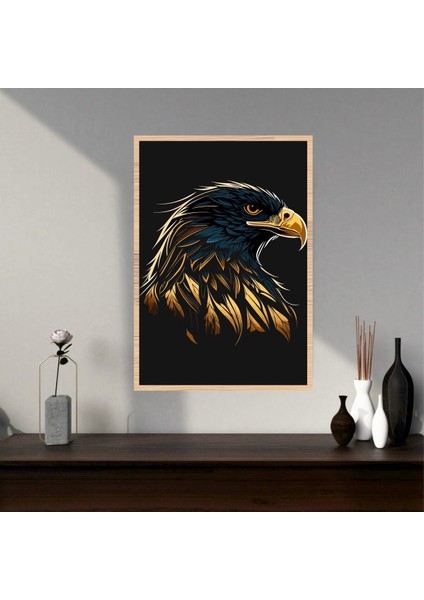 Kartal Hayvan Büyük Boy Renkli Solmaz Kaliteli Baskı Çerçeve Görünümlü Mdf Tablo 70X50CM 183