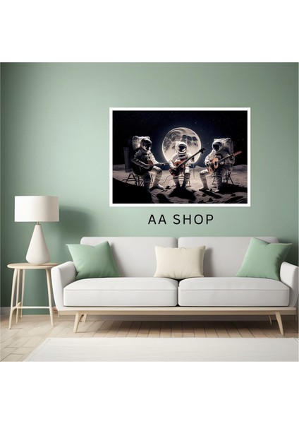Uzay Astronot Müzik Büyük Boy Renkli Solmaz Kaliteli Baskı Çerçeve Görünümlü Mdf Tablo 70X50CM 164 fiyatları