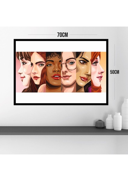 Kadın Büyük Boy Renkli Solmaz Kaliteli Baskı Çerçeve Görünümlü Mdf Tablo 70X50CM 19 modelleri