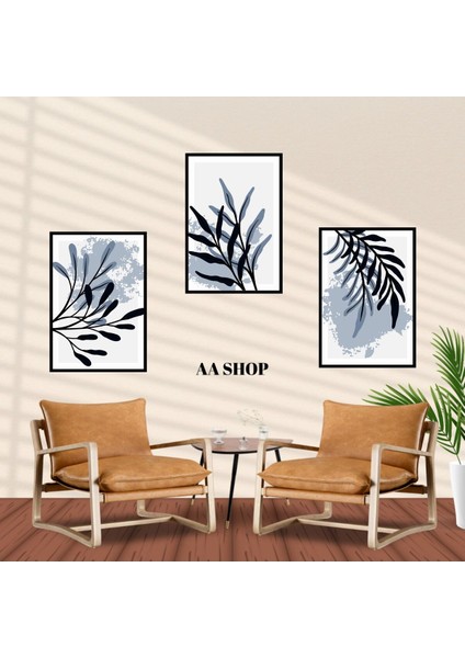 3 Parça Çiçek Yaprak Renkli Solmaz Kaliteli Baskı Çerçeve Görünümlü Mdf Tablo Set 27 fiyatları
