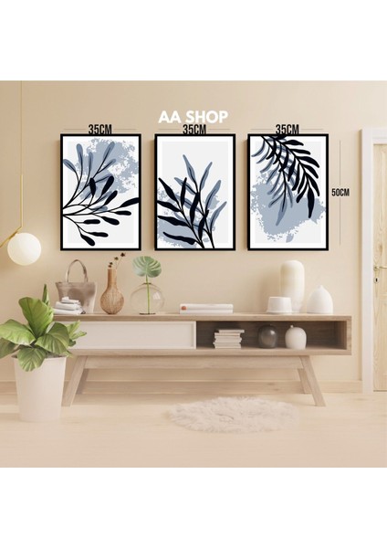 3 Parça Çiçek Yaprak Renkli Solmaz Kaliteli Baskı Çerçeve Görünümlü Mdf Tablo Set 27 modelleri