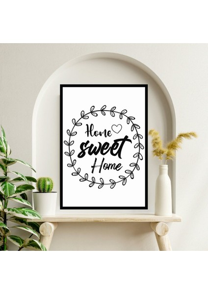 Home Sweet Motto Büyük Boy Renkli Solmaz Kaliteli Baskı Çerçeve Görünümlü Mdf Tablo 70X50CM 236 fiyatları