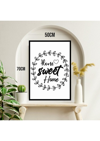 Home Sweet Motto Büyük Boy Renkli Solmaz Kaliteli Baskı Çerçeve Görünümlü Mdf Tablo 70X50CM 236 modelleri