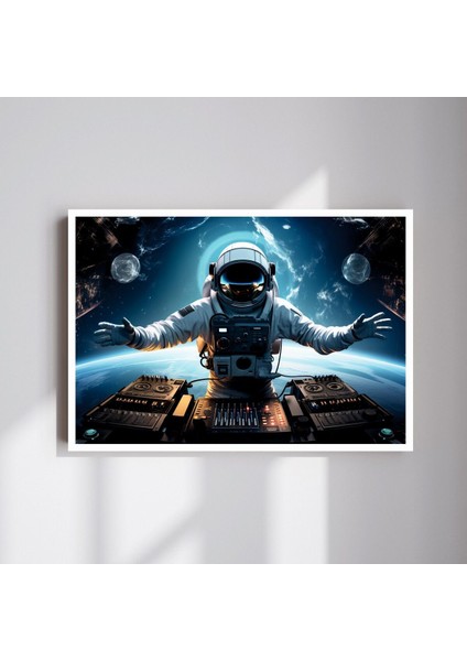 Uzay Astronot Büyük Boy Renkli Solmaz Kaliteli Baskı Çerçeve Görünümlü Mdf Tablo 70X50CM 120