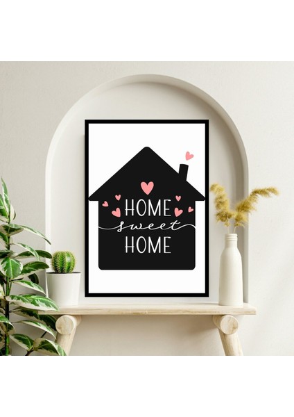Home Sweet Motto Büyük Boy Renkli Solmaz Kaliteli Baskı Çerçeve Görünümlü Mdf Tablo 70X50CM 237 fiyatları