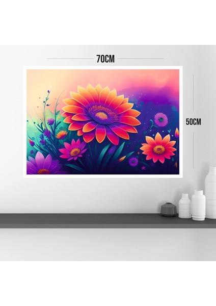 Çiçek Doğa Büyük Boy Renkli Solmaz Kaliteli Baskı Çerçeve Görünümlü Mdf Tablo 70X50CM 129 modelleri
