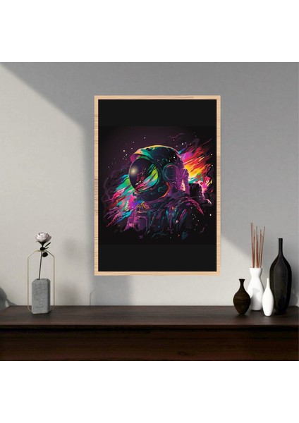 Astronot Uzay Büyük Boy Renkli Solmaz Kaliteli Baskı Çerçeve Görünümlü Mdf Tablo 70X50CM 221