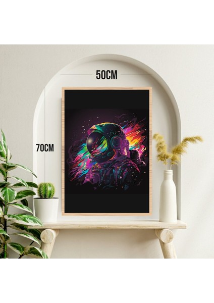 Astronot Uzay Büyük Boy Renkli Solmaz Kaliteli Baskı Çerçeve Görünümlü Mdf Tablo 70X50CM 221 modelleri