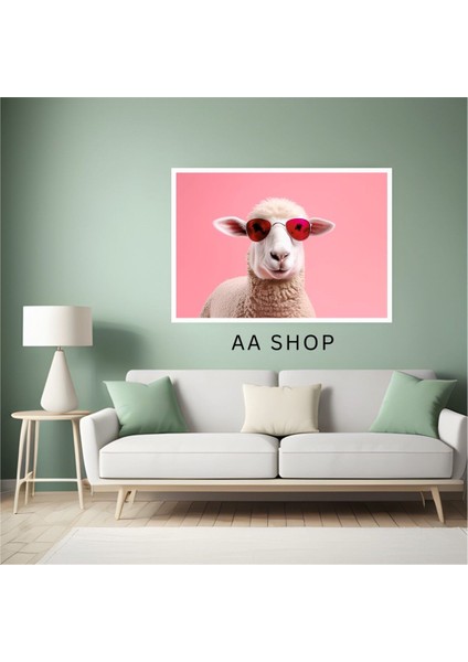 Koyun Hayvan Büyük Boy Renkli Solmaz Kaliteli Baskı Çerçeve Görünümlü Mdf Tablo 70X50CM 105 fiyatları