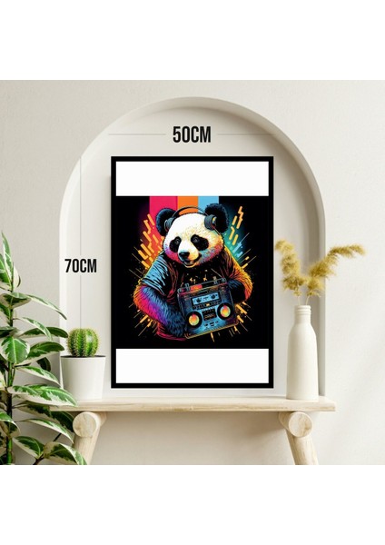 Panda Hayvan Büyük Boy Renkli Solmaz Kaliteli Baskı Çerçeve Görünümlü Mdf Tablo 70X50CM 100 modelleri