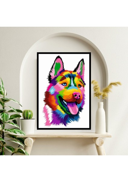 Köpek Hayvan Büyük Boy Renkli Solmaz Kaliteli Baskı Çerçeve Görünümlü Mdf Tablo 70X50CM 05 fiyatları