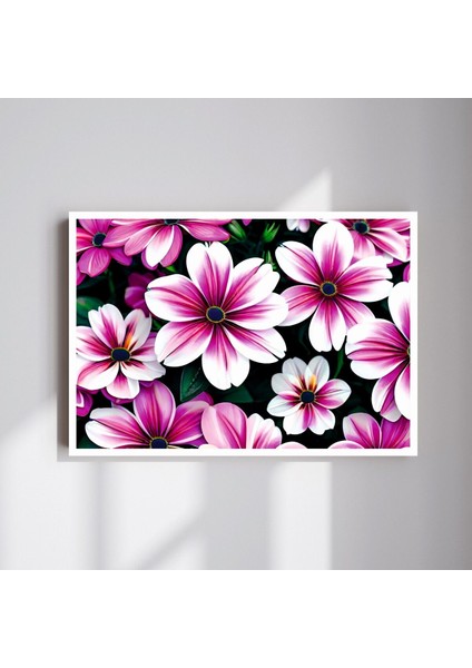 Çiçek Büyük Boy Renkli Solmaz Kaliteli Baskı Çerçeve Görünümlü Mdf Tablo 70X50CM 144