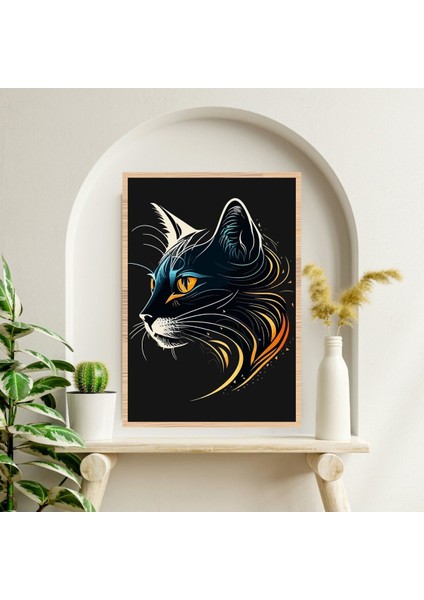 Kedi Hayvan Büyük Boy Renkli Solmaz Kaliteli Baskı Çerçeve Görünümlü Mdf Tablo 70X50CM 227 fiyatları