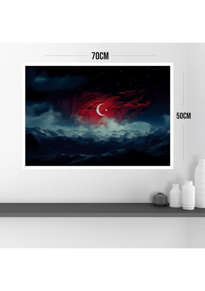 Türk Bayrağı Büyük Boy Renkli Solmaz Kaliteli Baskı Çerçeve Görünümlü Mdf Tablo 70X50CM 168 modelleri