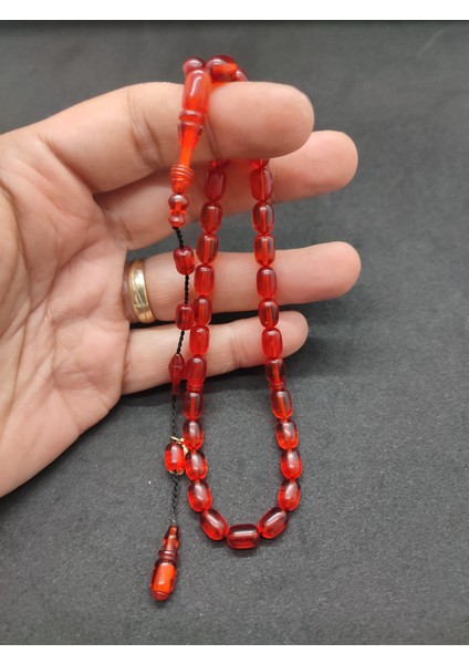 Başka Yerde Yok!!! Furkan Gül Usta Eseri Halkalı Imame El Boy Yemen Zar Kehribar Sertifikalı 8329