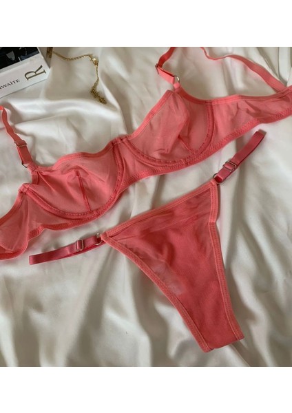 Kadın Pembe/somon Tül Iç Çamaşır Takımı