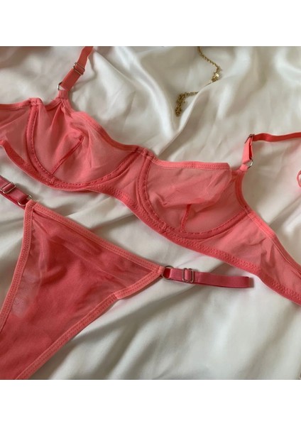 Kadın Pembe/somon Tül Iç Çamaşır Takımı modelleri