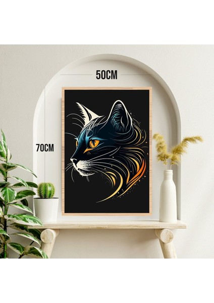 Kedi Hayvan Büyük Boy Renkli Solmaz Kaliteli Baskı Çerçeve Görünümlü Mdf Tablo 70X50CM 227 modelleri