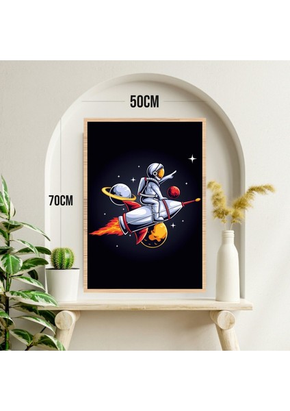 Uzay Astronot Büyük Boy Renkli Solmaz Kaliteli Baskı Çerçeve Görünümlü Mdf Tablo 70X50CM 257 modelleri