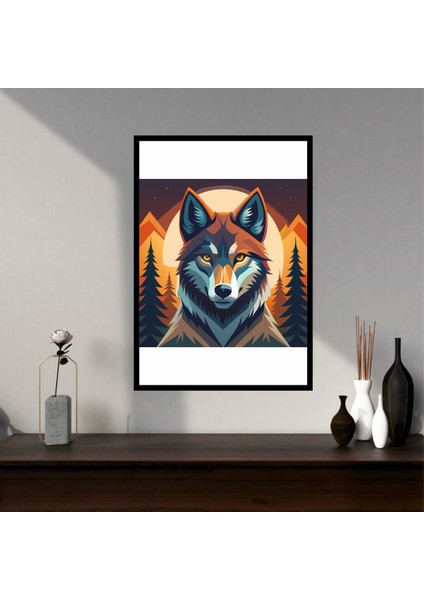 Kurt Hayvan Büyük Boy Renkli Solmaz Kaliteli Baskı Çerçeve Görünümlü Mdf Tablo 70X50CM 116