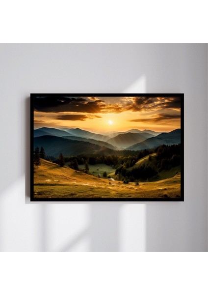 Doğa Manzara Büyük Boy Renkli Solmaz Kaliteli Baskı Çerçeve Görünümlü Mdf Tablo 70X50CM 54