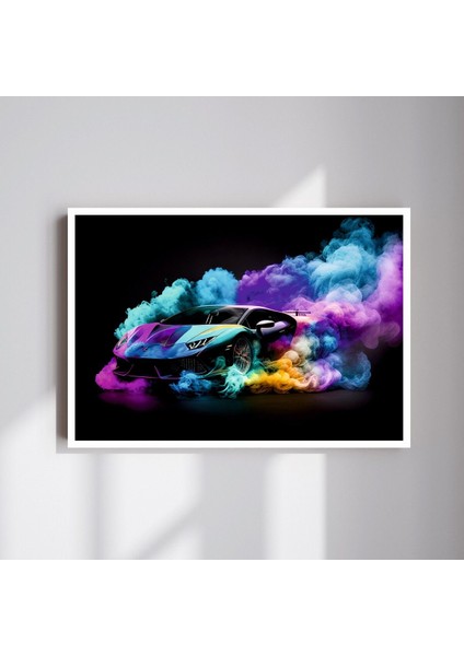 Araba Büyük Boy Renkli Solmaz Kaliteli Baskı Çerçeve Görünümlü Mdf Tablo 70X50CM 124
