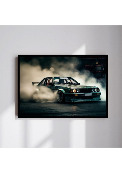 Araba Drift Büyük Boy Renkli Solmaz Kaliteli Baskı Çerçeve Görünümlü Mdf Tablo 70X50CM 172