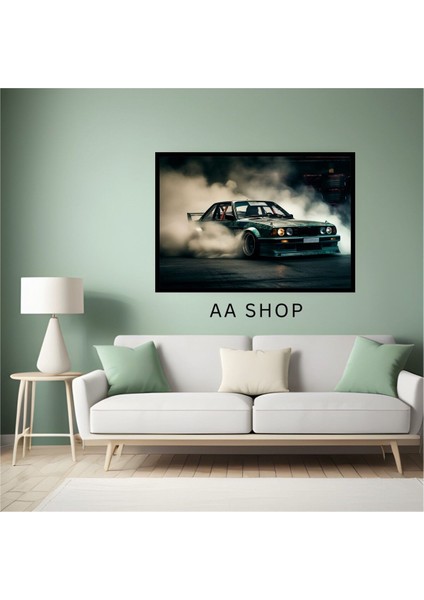 Araba Drift Büyük Boy Renkli Solmaz Kaliteli Baskı Çerçeve Görünümlü Mdf Tablo 70X50CM 172 fiyatları