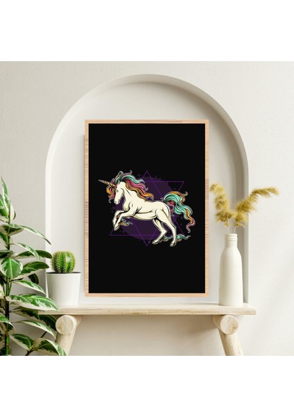 Unicorn At Hayvan Büyük Boy Renkli Solmaz Kaliteli Baskı Çerçeve Görünümlü Mdf Tablo 70X50CM 259 fiyatları
